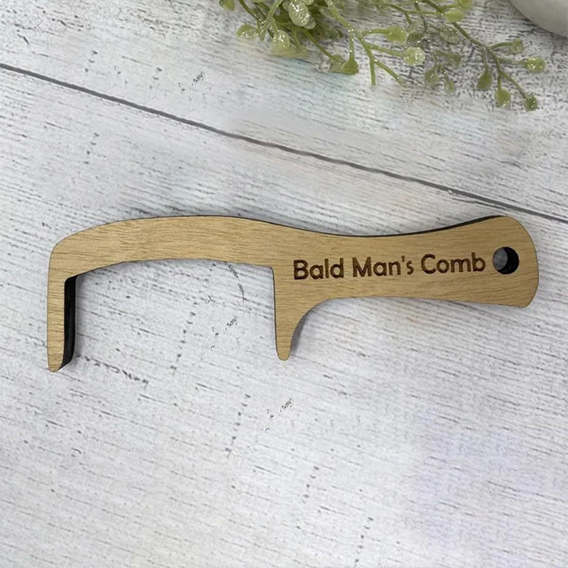 Wooden grooming brush for bald men