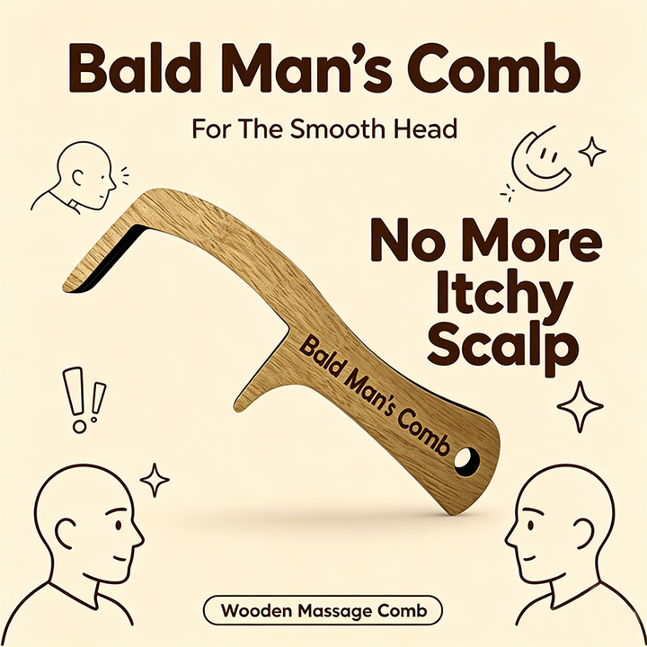Wooden grooming brush for bald men