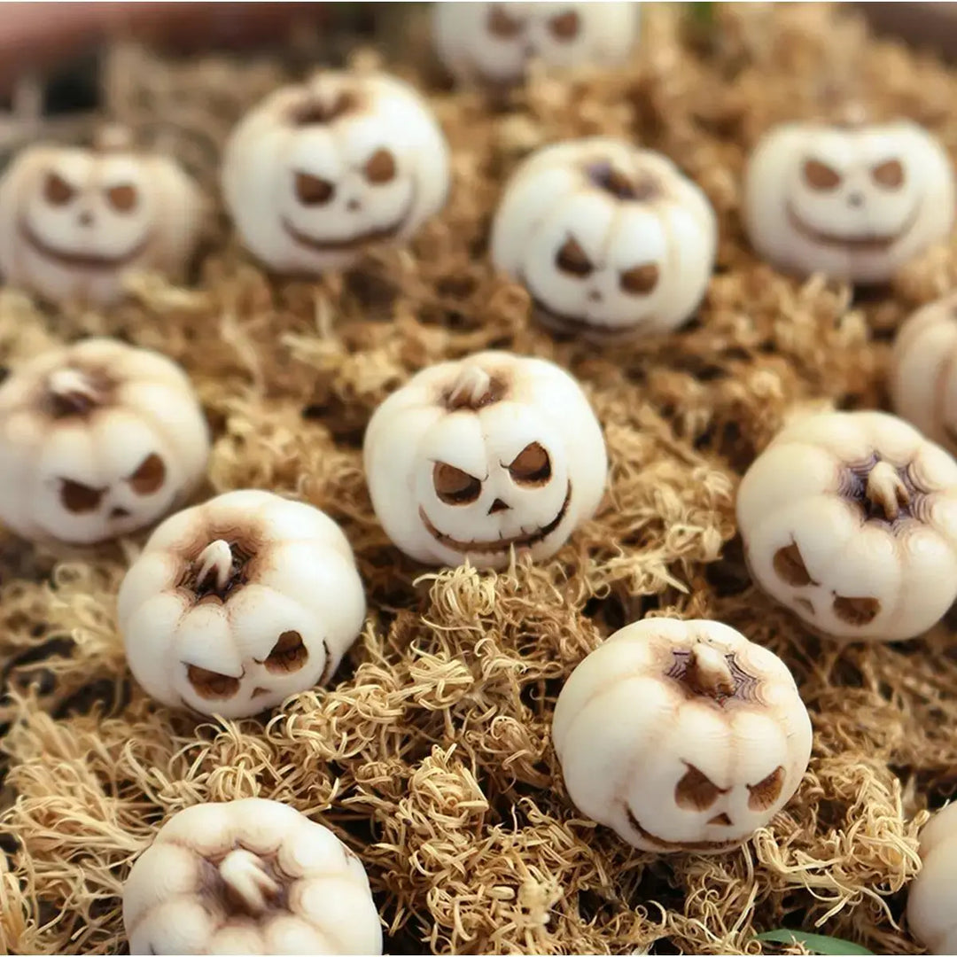 Miniature white pumpkin figurine