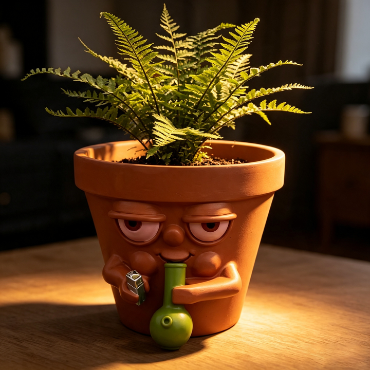 Funny Stoner‑Face Resin Flower Pot