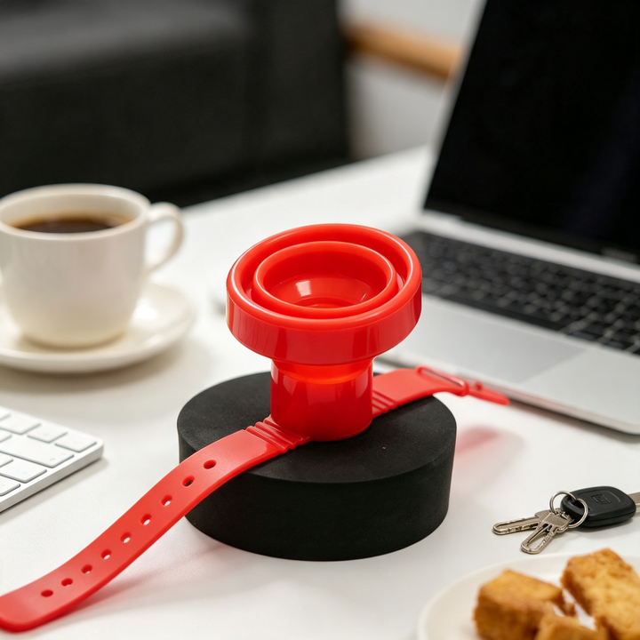 Wrist-worn folding water bottle