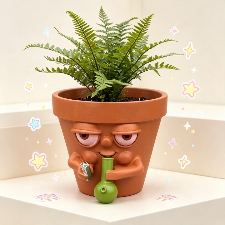 Funny Stoner‑Face Resin Flower Pot