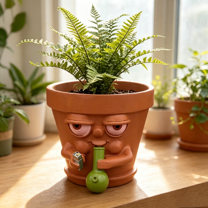 Funny Stoner‑Face Resin Flower Pot
