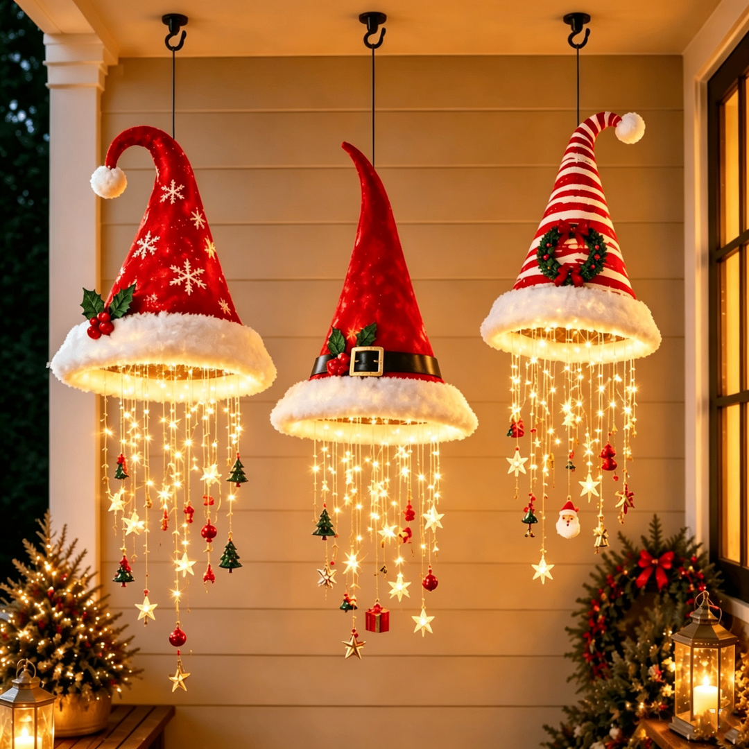 Light‑Up Santa Hat Hanging Decor