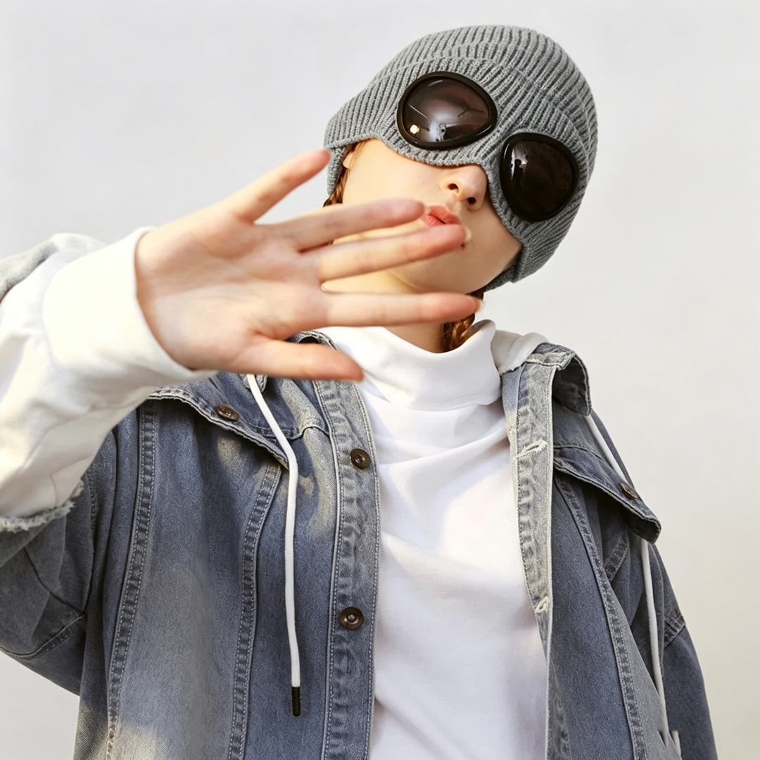 Windproof and Warm Goggles Knitted Hat