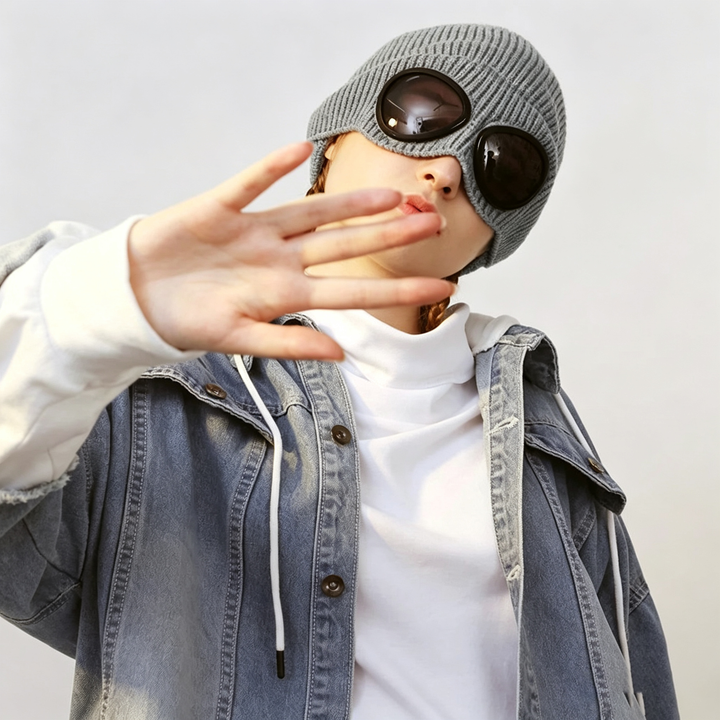 Windproof and Warm Goggles Knitted Hat