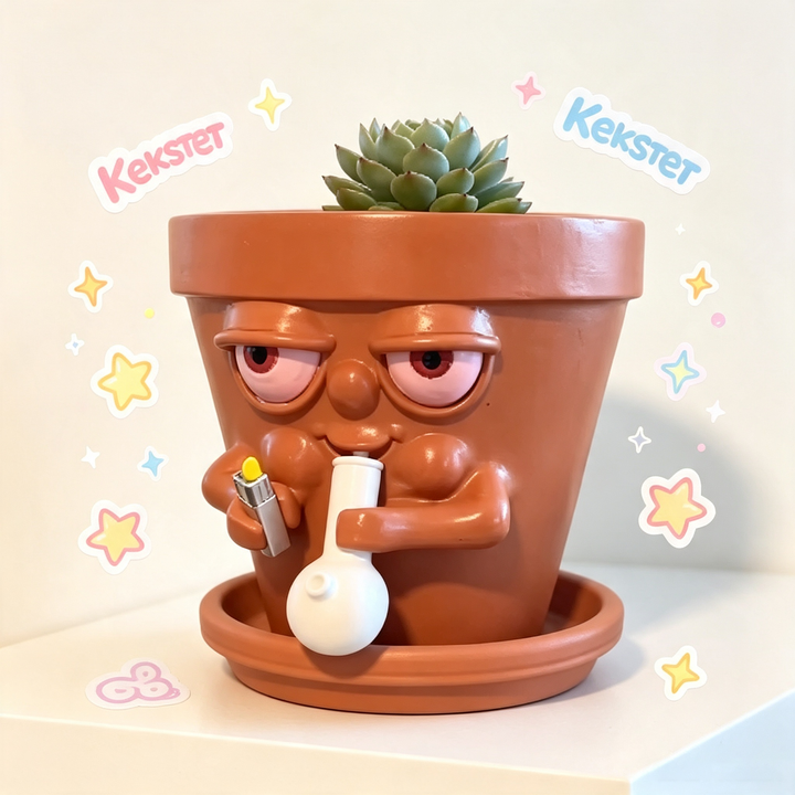 Funny Stoner‑Face Resin Flower Pot