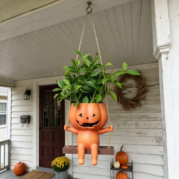 Swing Pumpkin Man Flower Pot