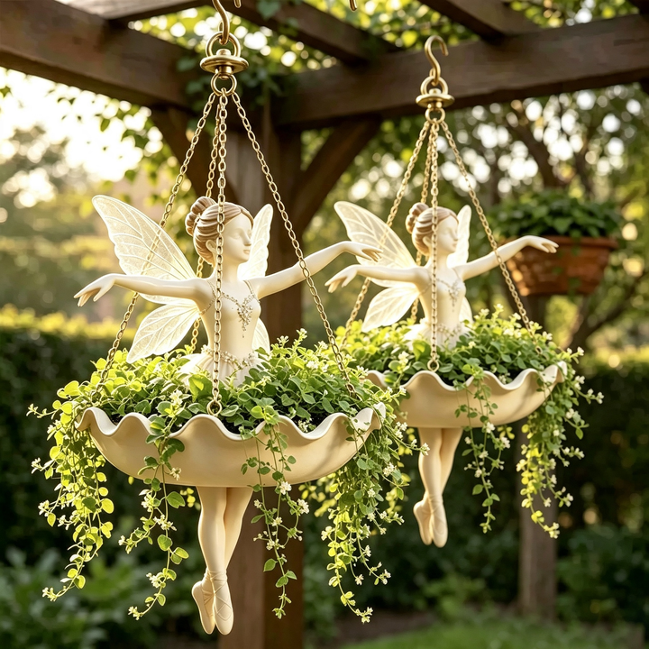 Hanging fairy sculpture flower pot