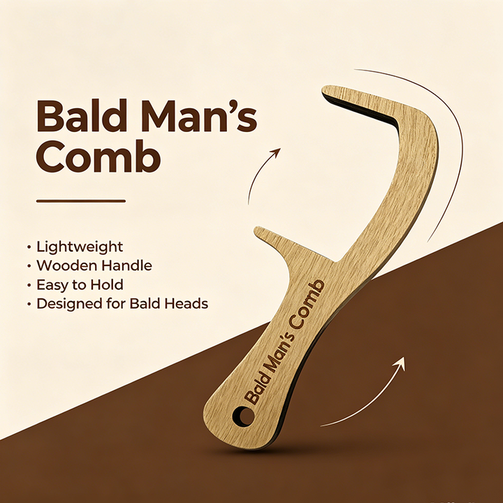 Wooden grooming brush for bald men