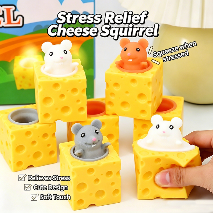 Stress-Relief Cheese and Mouse Squeeze Toy