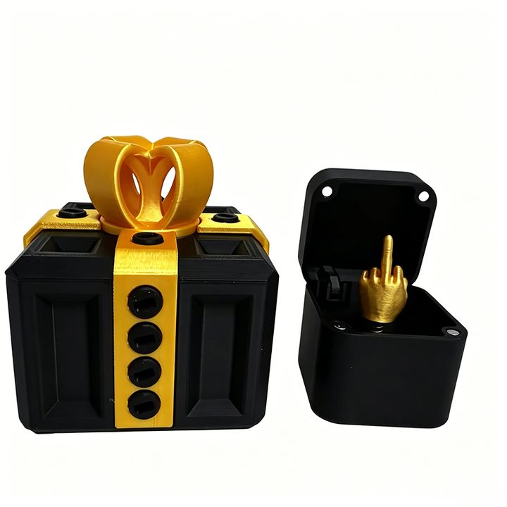 Annoying gift box with a pop-up middle finger