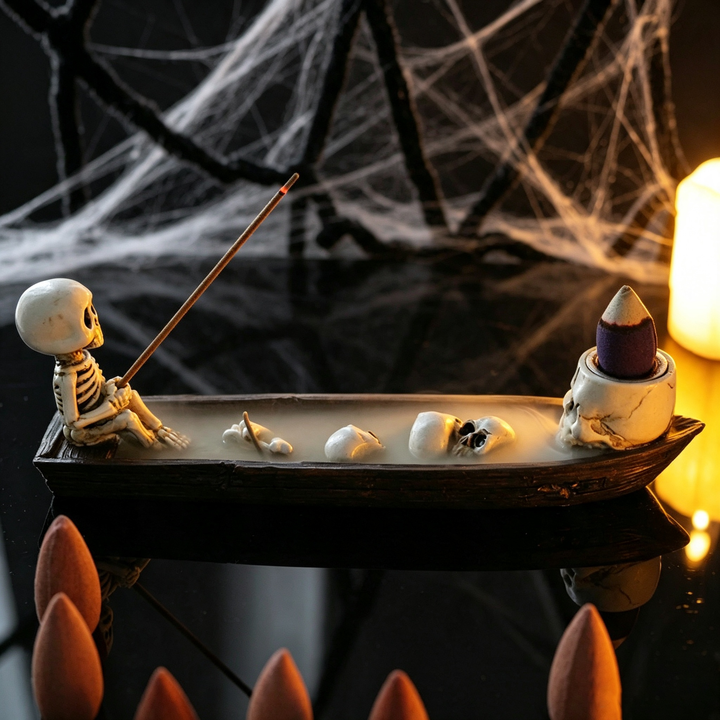Cute Skull Ship Backflow Incense Burner