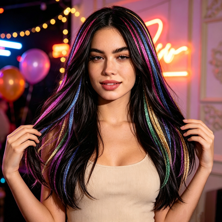 Highlight Glitter Tinsel Hair Extensions Clip