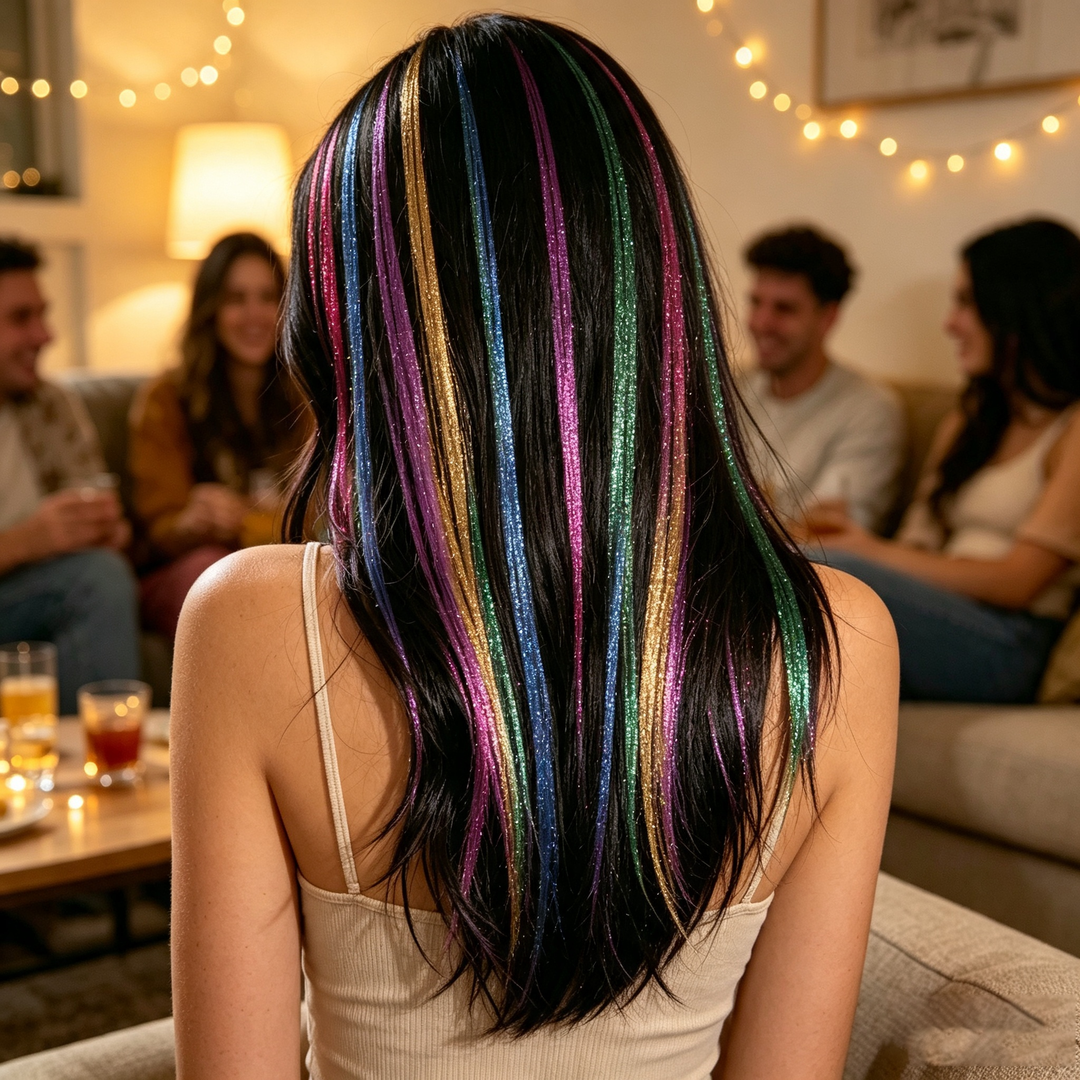 Highlight Glitter Tinsel Hair Extensions Clip