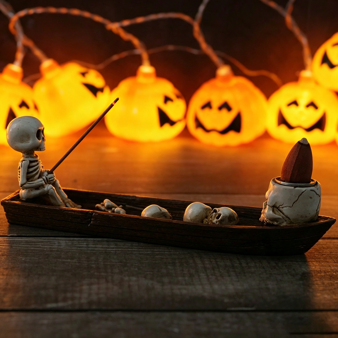 Cute Skull Ship Backflow Incense Burner