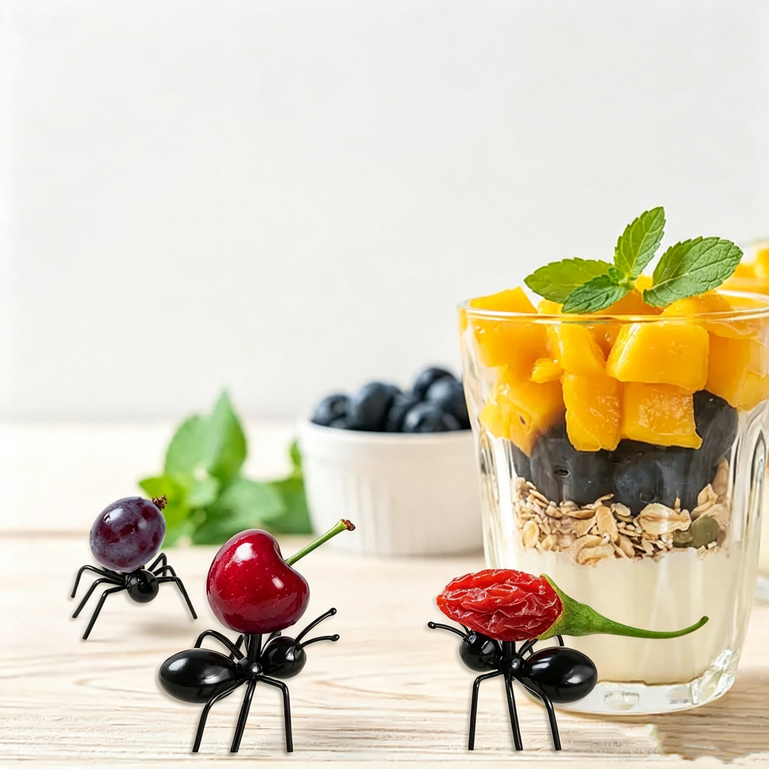 Ant-shaped fruit fork set
