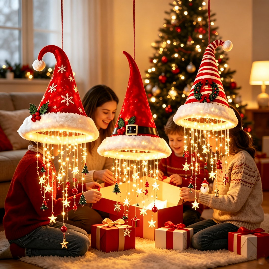 Light‑Up Santa Hat Hanging Decor