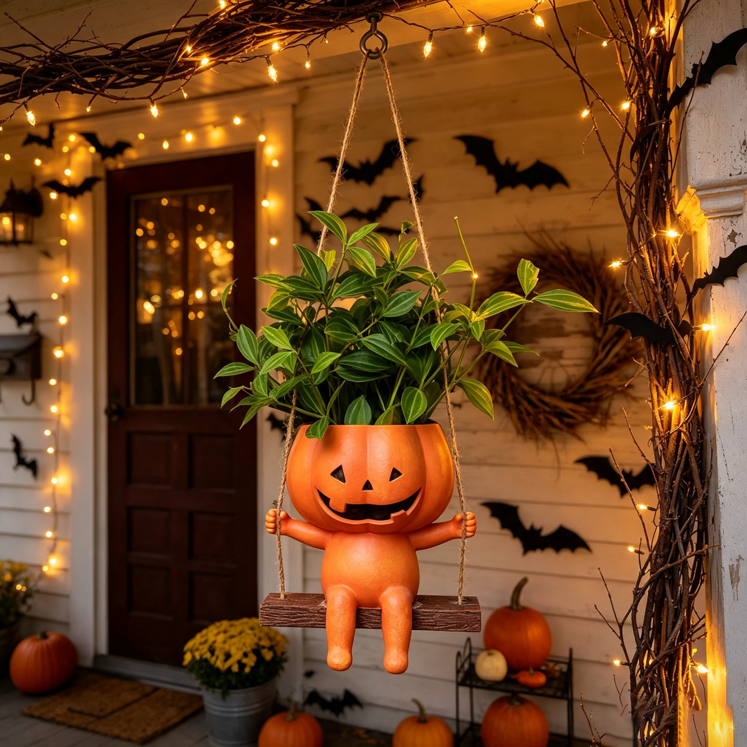 Swing Pumpkin Man Flower Pot