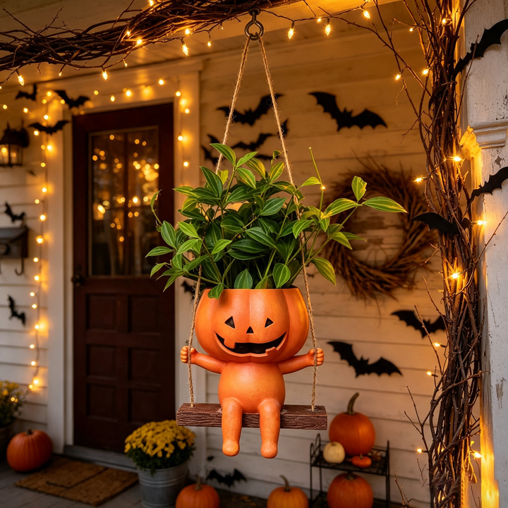 Swing Pumpkin Man Flower Pot