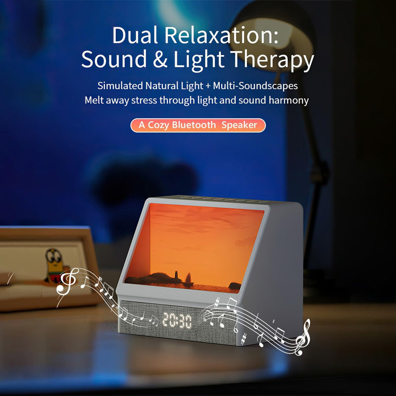 Simulated sunrise wake-up light alarm clock