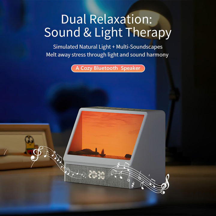 Simulated sunrise wake-up light alarm clock