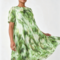 Playful Ruched Floral Stretch Dress