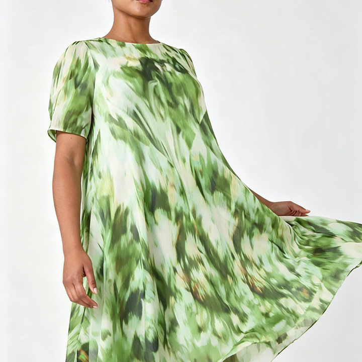 Playful Ruched Floral Stretch Dress