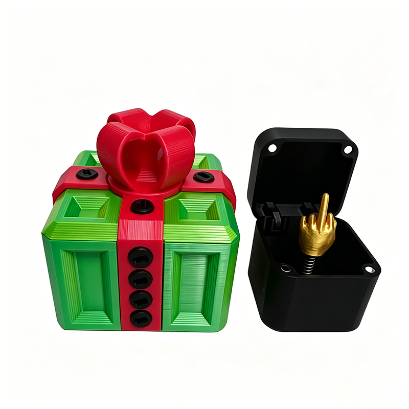 Annoying gift box with a pop-up middle finger
