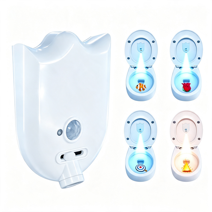 Toilet seat night light projection