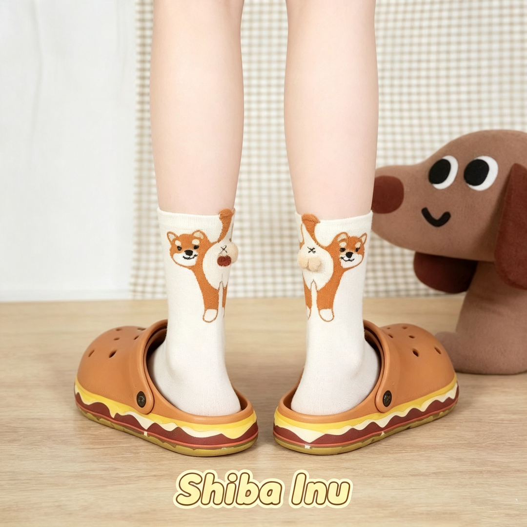 Funny animal butt patterned socks
