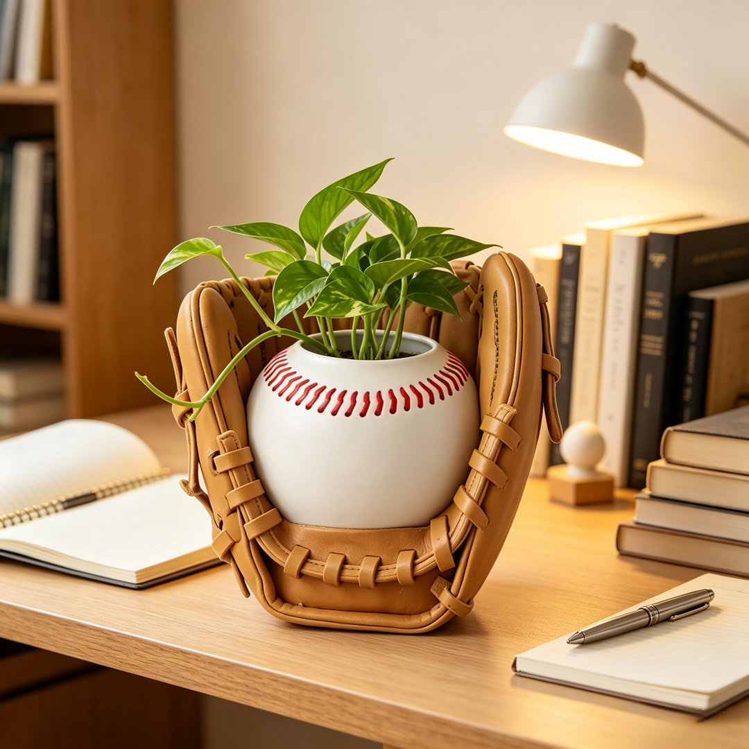 Baseball glove flower pot
