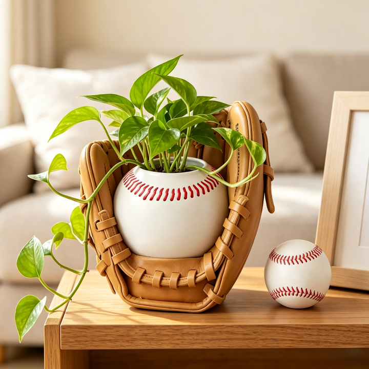 Baseball glove flower pot