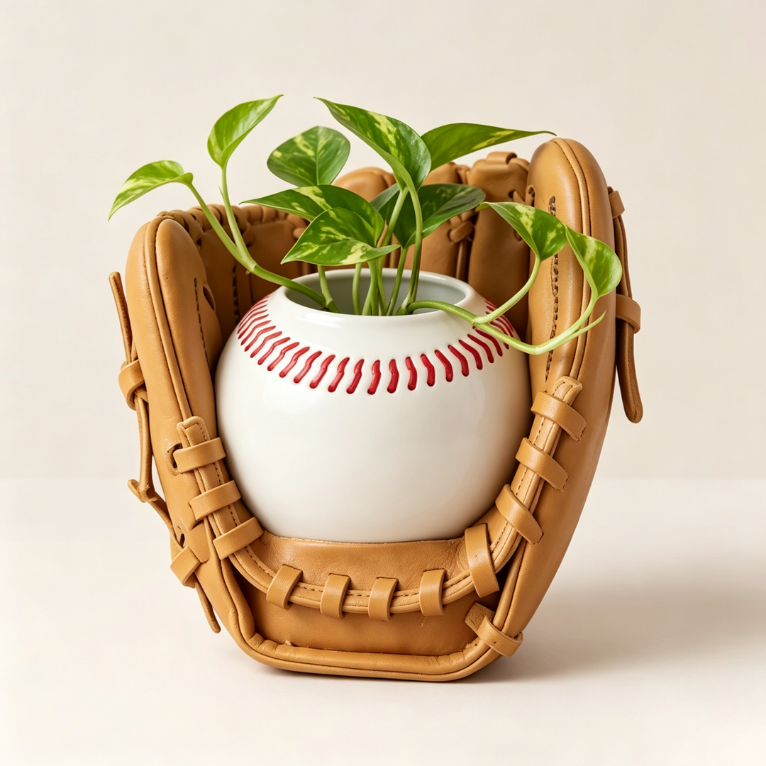Baseball glove flower pot
