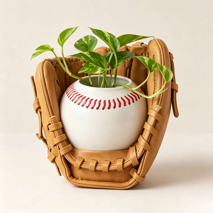 Baseball glove flower pot