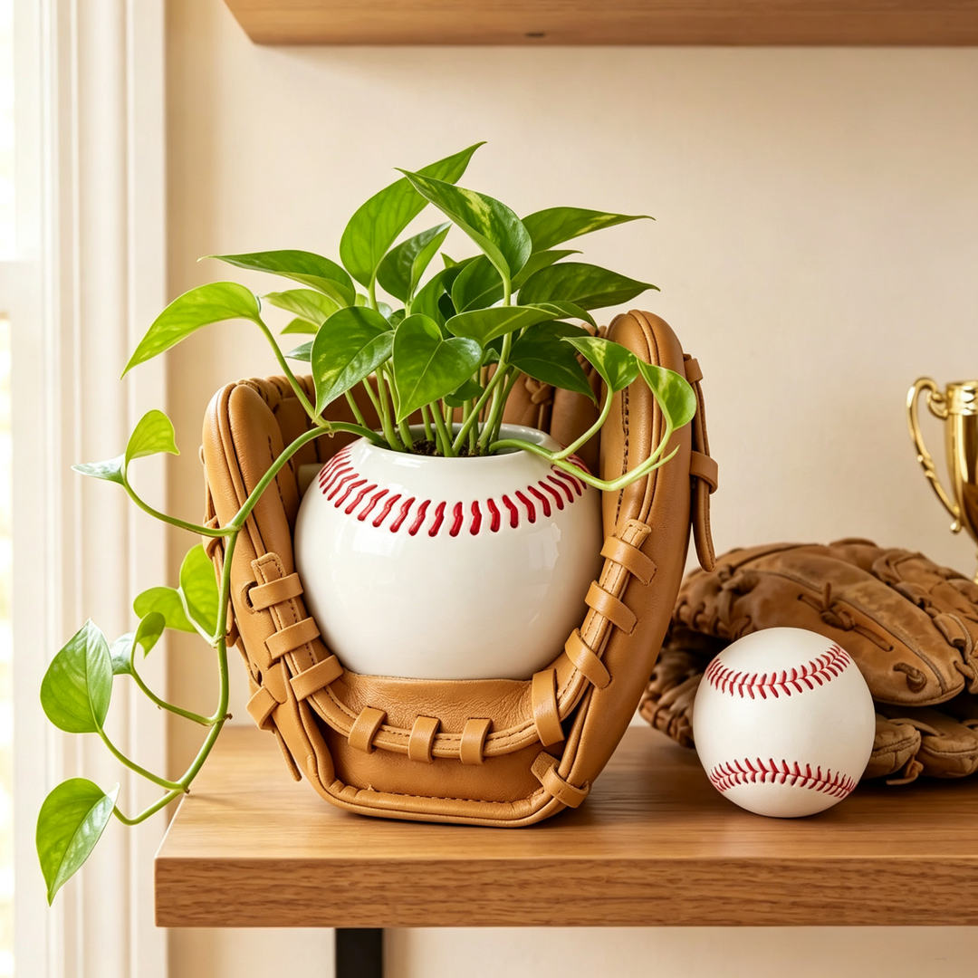 Baseball glove flower pot