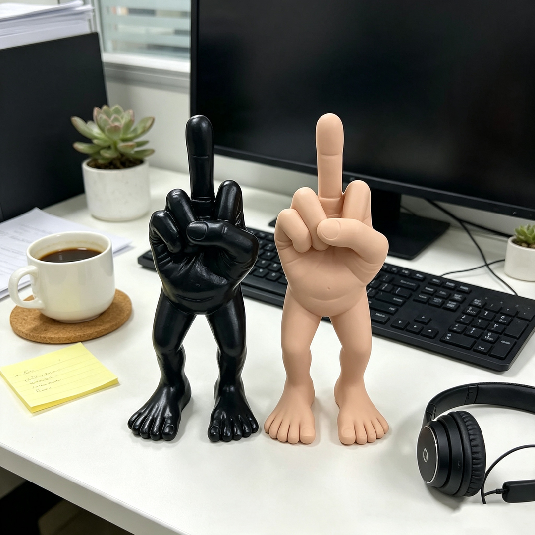 Parody middle finger desktop ornament