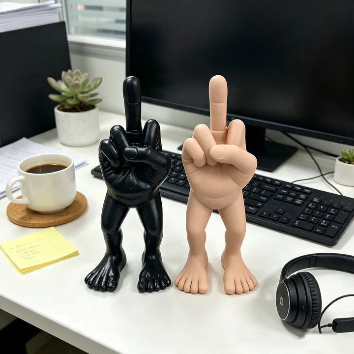 Parody middle finger desktop ornament