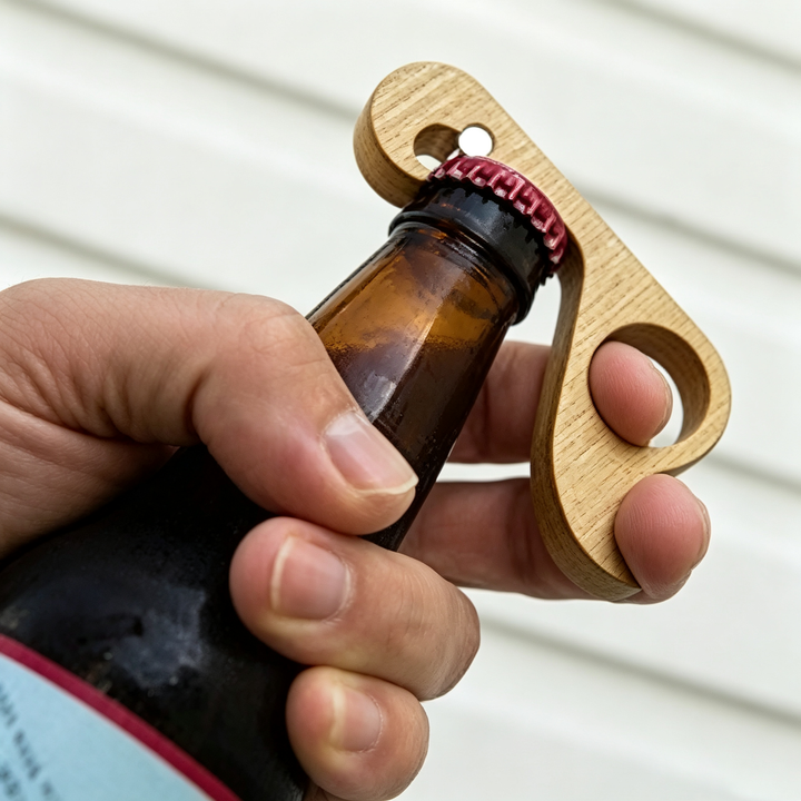One-handed magnetic metal bottle opener
