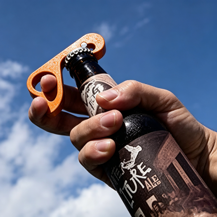 One-handed magnetic metal bottle opener
