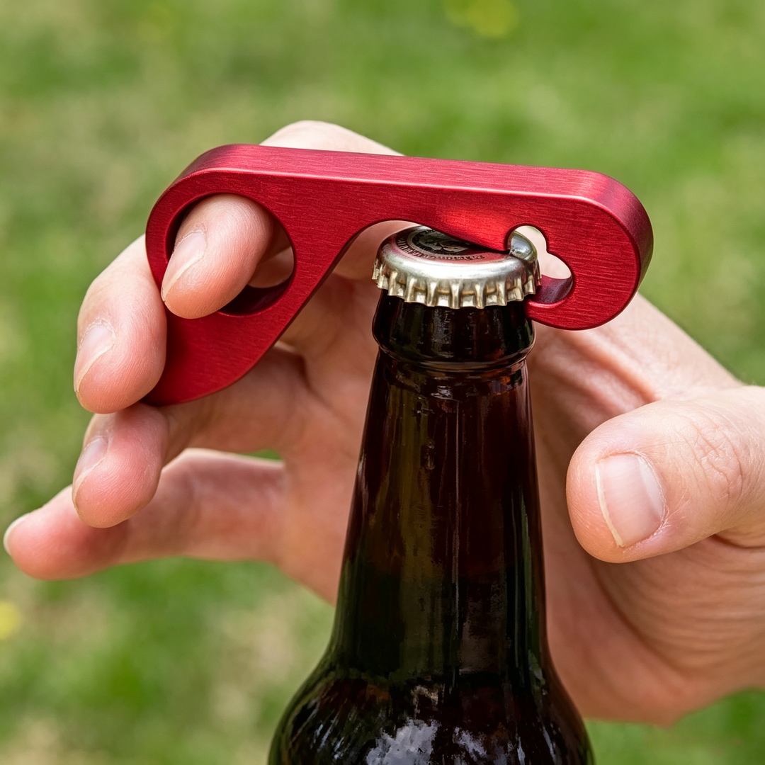 One-handed magnetic metal bottle opener