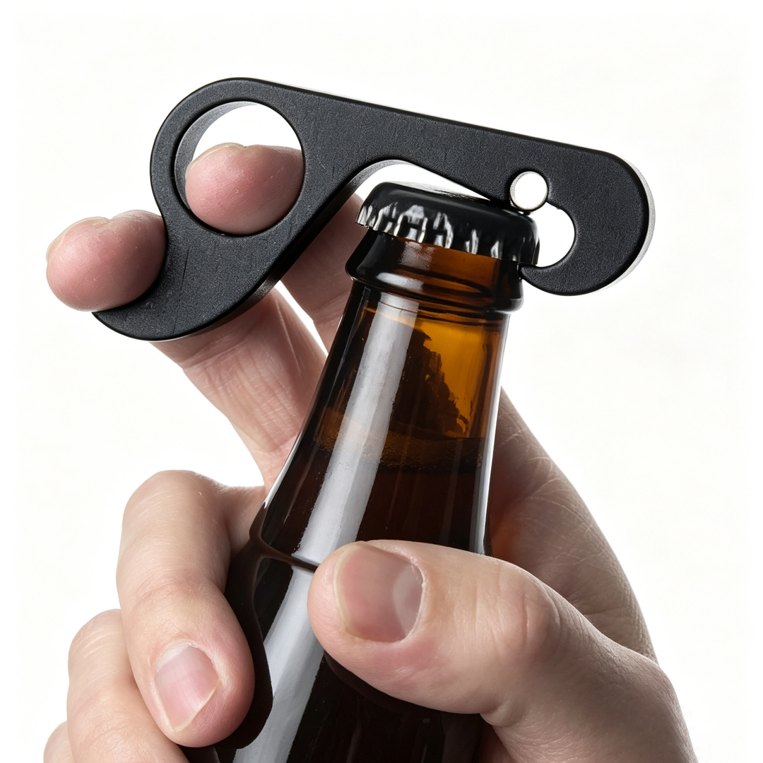 One-handed magnetic metal bottle opener