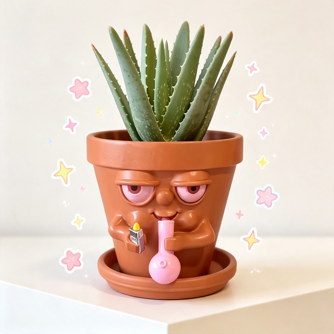 Funny Stoner‑Face Resin Flower Pot