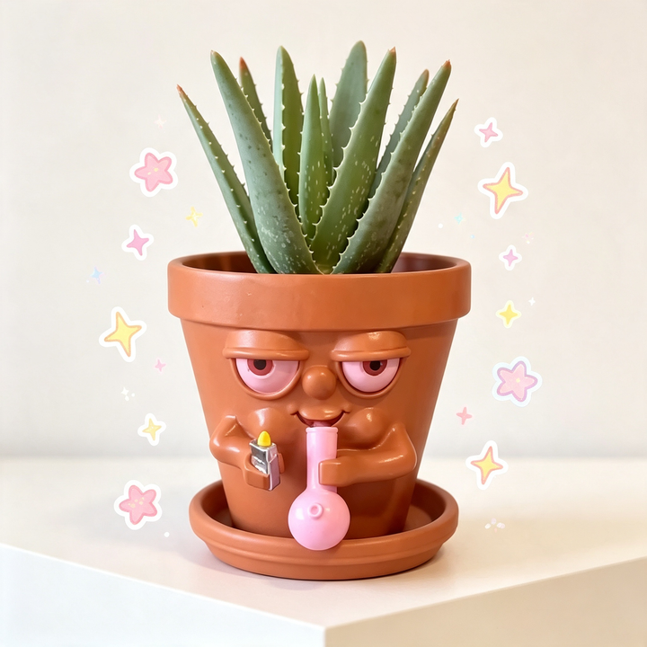 Funny Stoner‑Face Resin Flower Pot