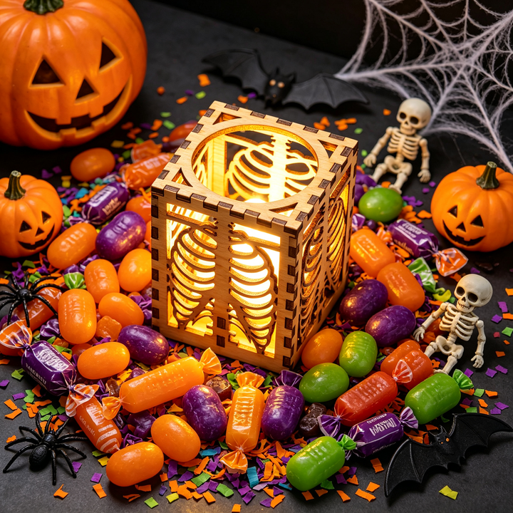 Halloween skull rib projection lampshade