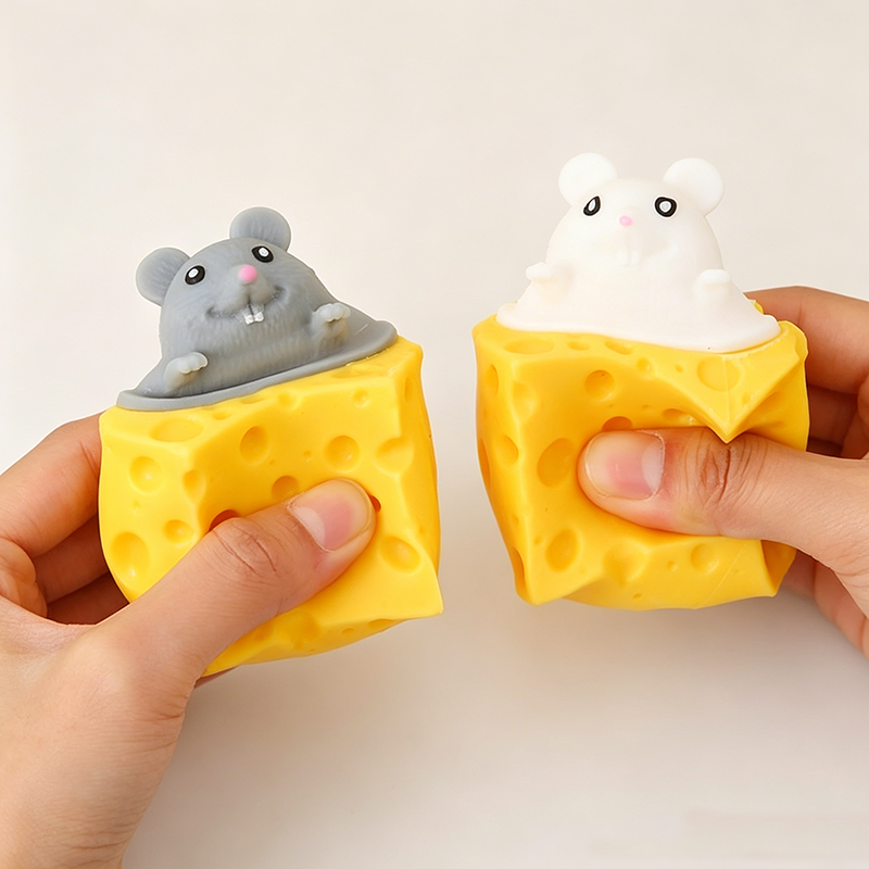 Stress-Relief Cheese and Mouse Squeeze Toy
