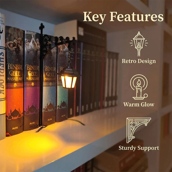 Decorative bookshelf lighting lanterns