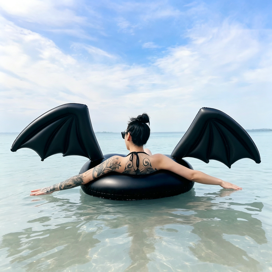 Black bat wing inflatable swimming ring