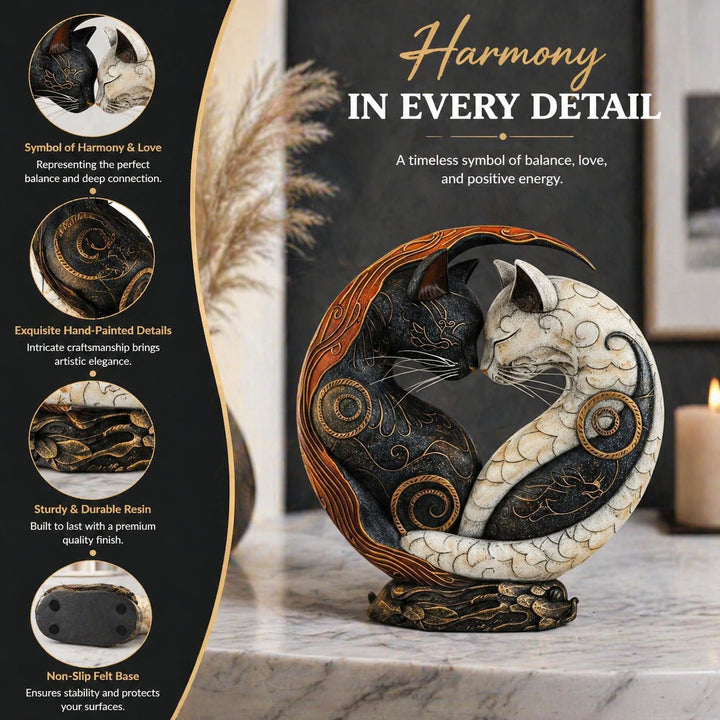 Black and White Cat Yin-Yang Art Desktop Ornament