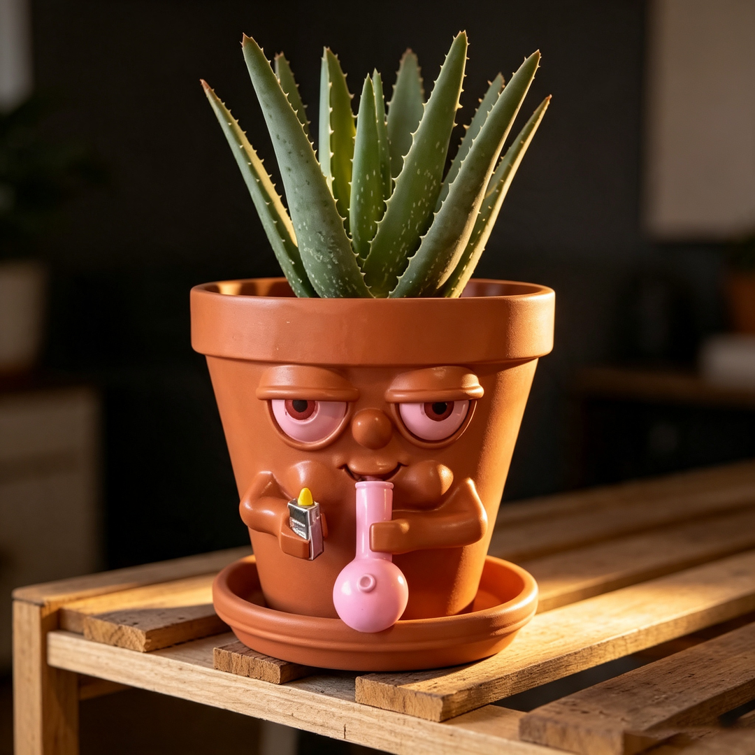 Funny Stoner‑Face Resin Flower Pot